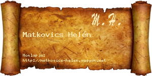 Matkovics Helén névjegykártya
