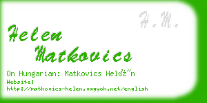 helen matkovics business card